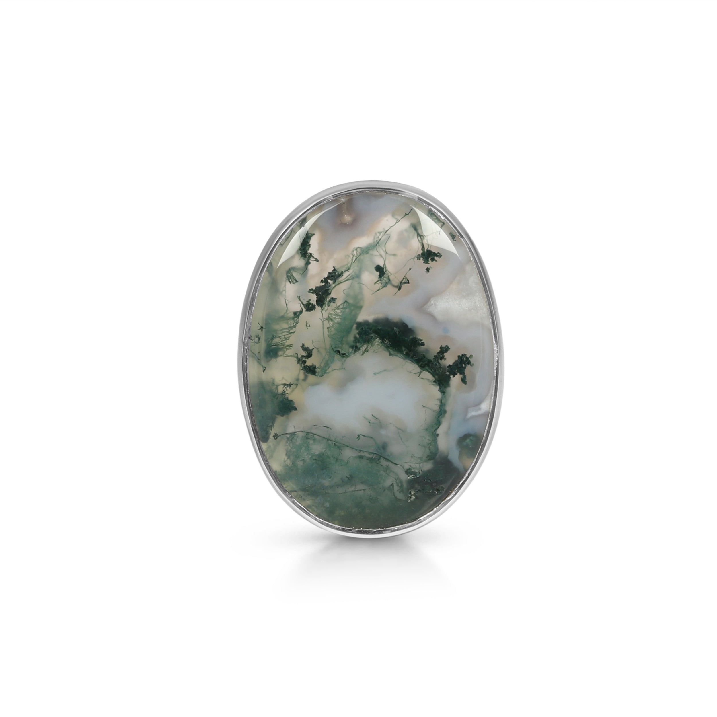 Premium Moss Agate Adjustable Ring - Elegant Statement Jewelry (MOA-R-28)