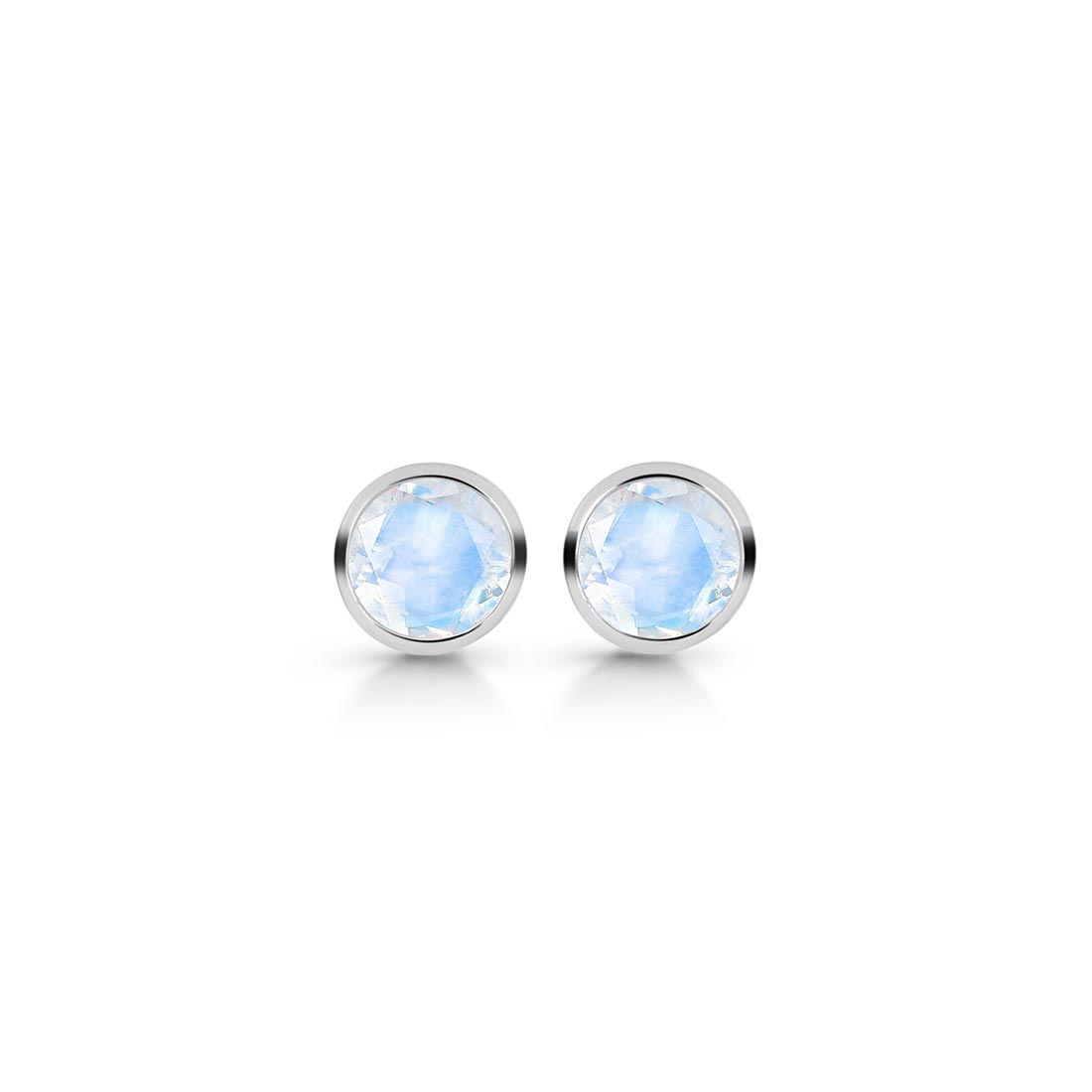 Premium Moonstone Stud Earrings - Elegant Rhodium Vermeil Design