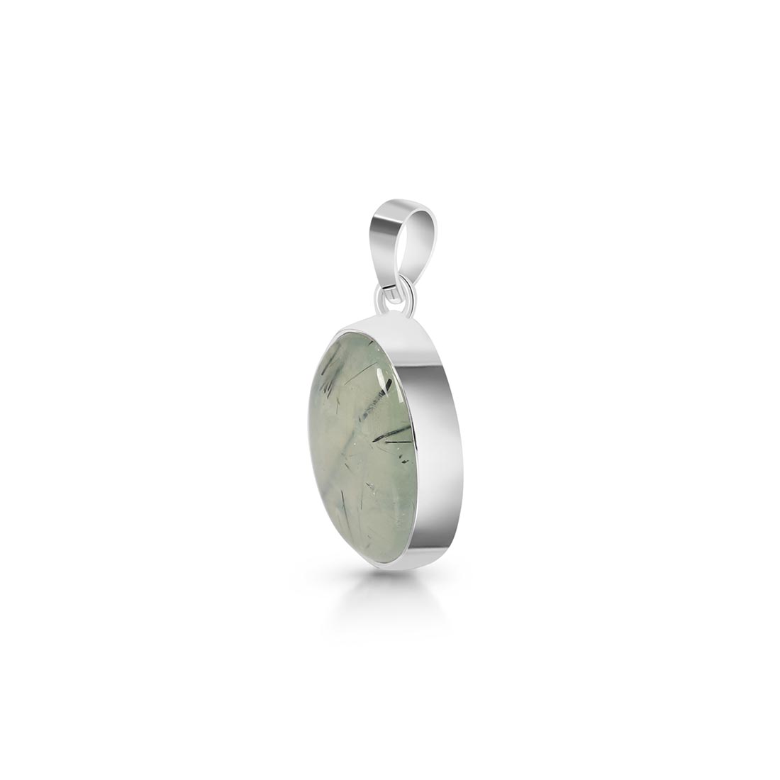 Premium Prehnite Statement Pendant - PRN-P-25 | Elegant Green Gemstone Jewelry