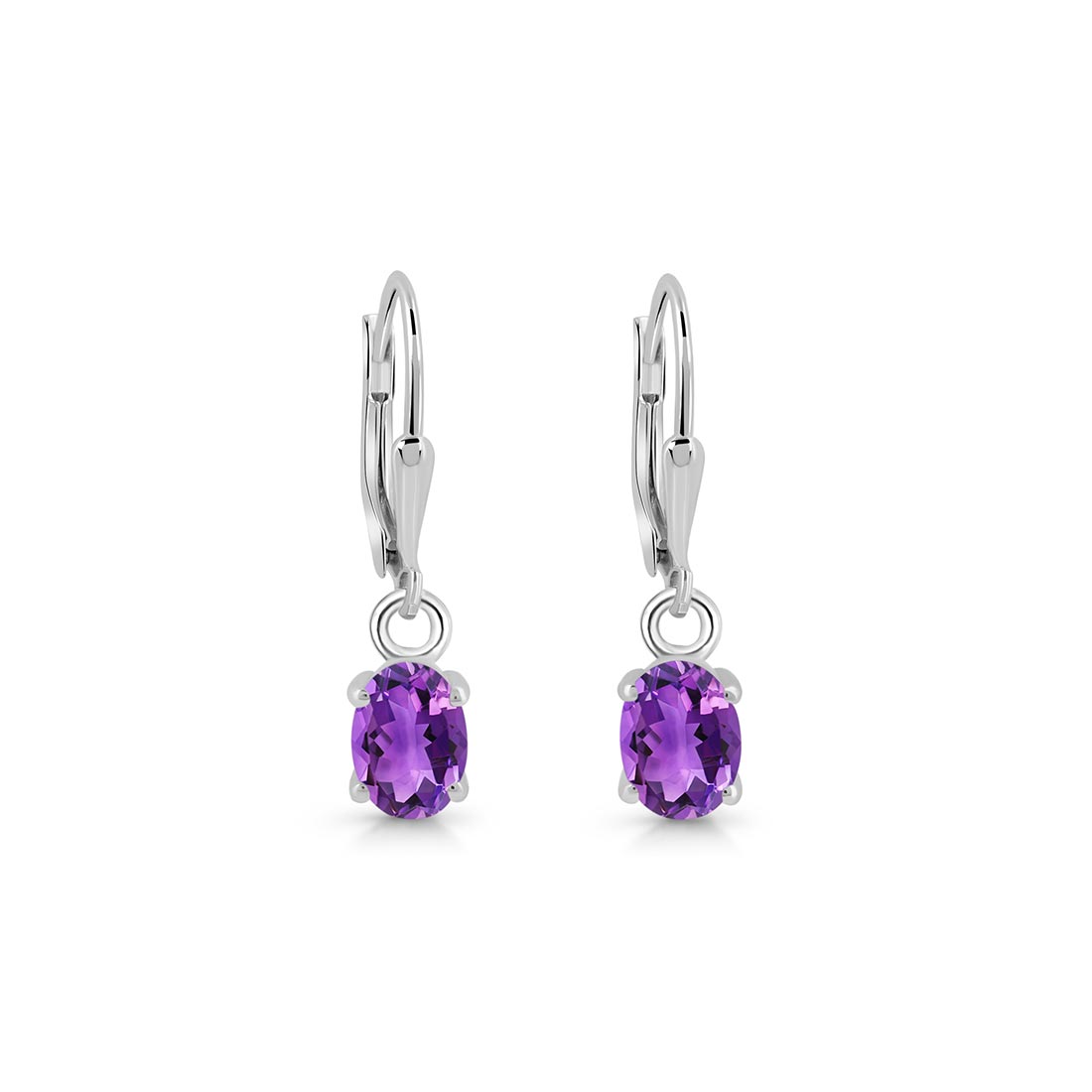 Premium Amethyst Leverback Earrings - Elegant 925 Sterling Silver