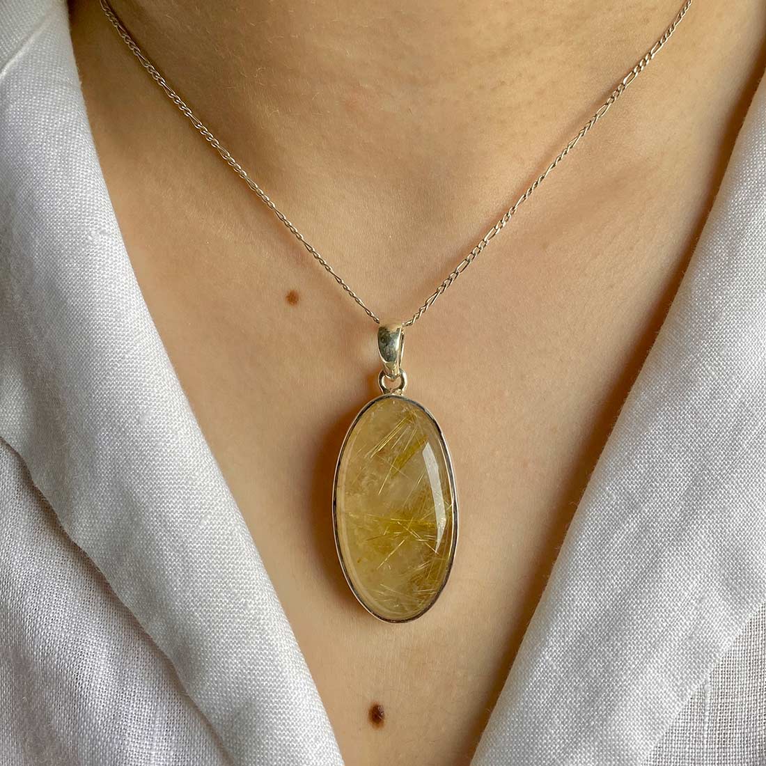 Premium Golden Rutile Statement Pendant - GDR-P-10