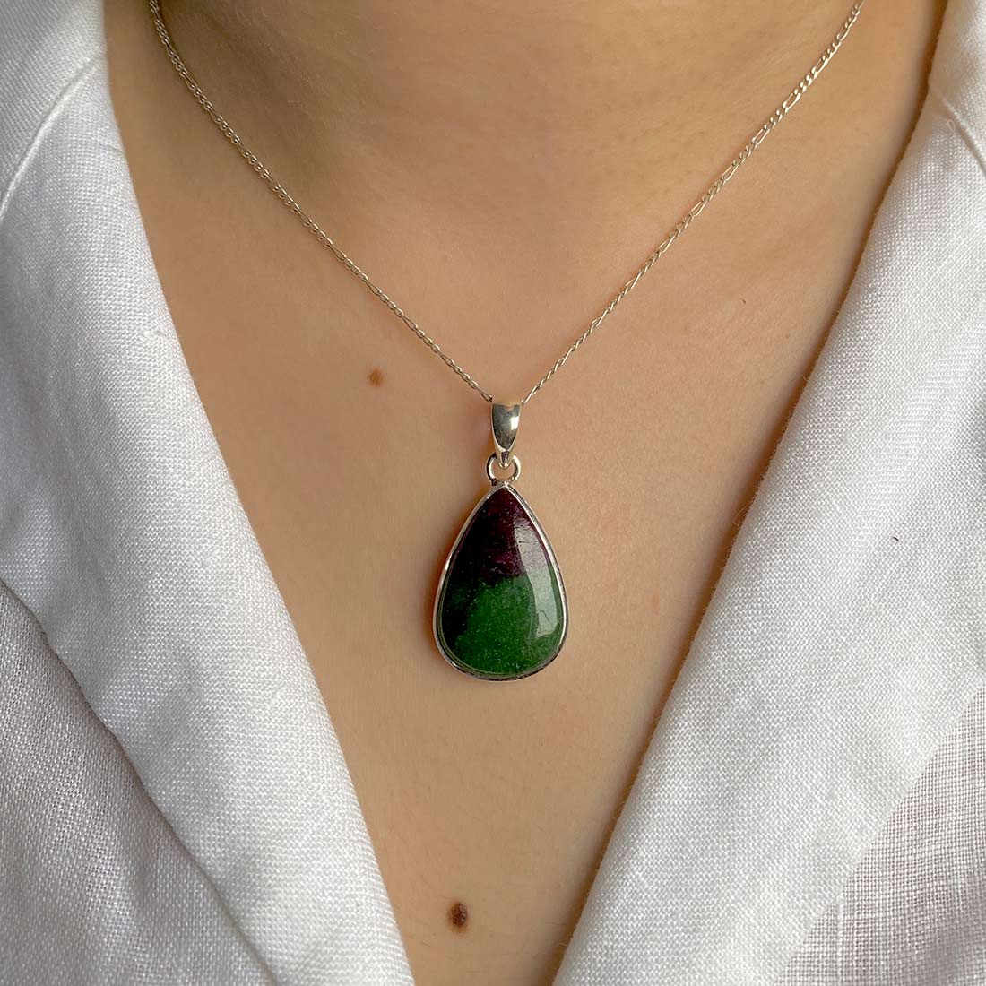 Premium Ruby Zoisite Pendant - Elegant Sterling Silver Jewelry (RZS-P-24)