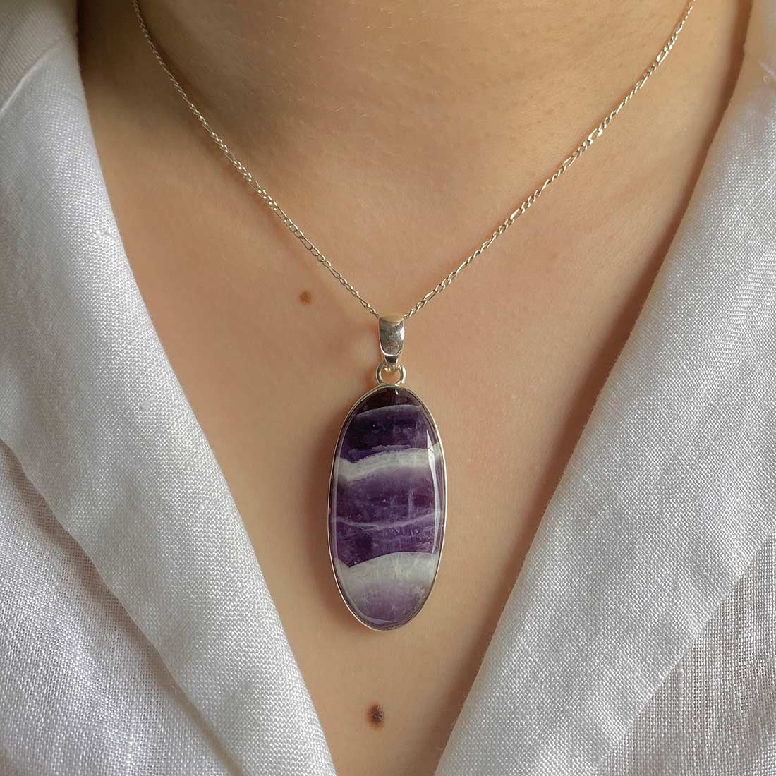 Premium Amethyst Lace Agate Pendant - Elegant 925 Sterling Silver Jewelry