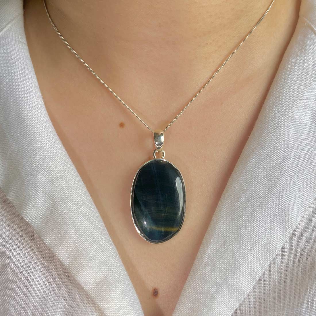 Premium Blue Tiger Eye Pendant - Ultimate Statement Jewelry