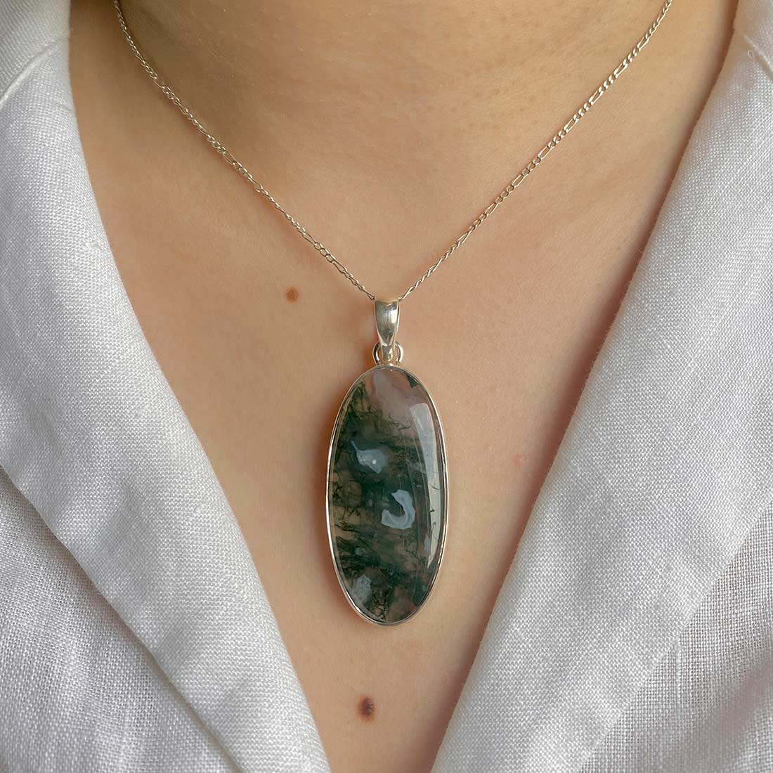 Premium Moss Agate Pendant - MOA-P-21 | Sagacia Jewelry