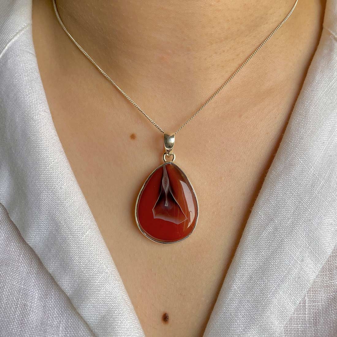 Premium Botswana Agate Statement Pendant - Elegant 925 Sterling Silver