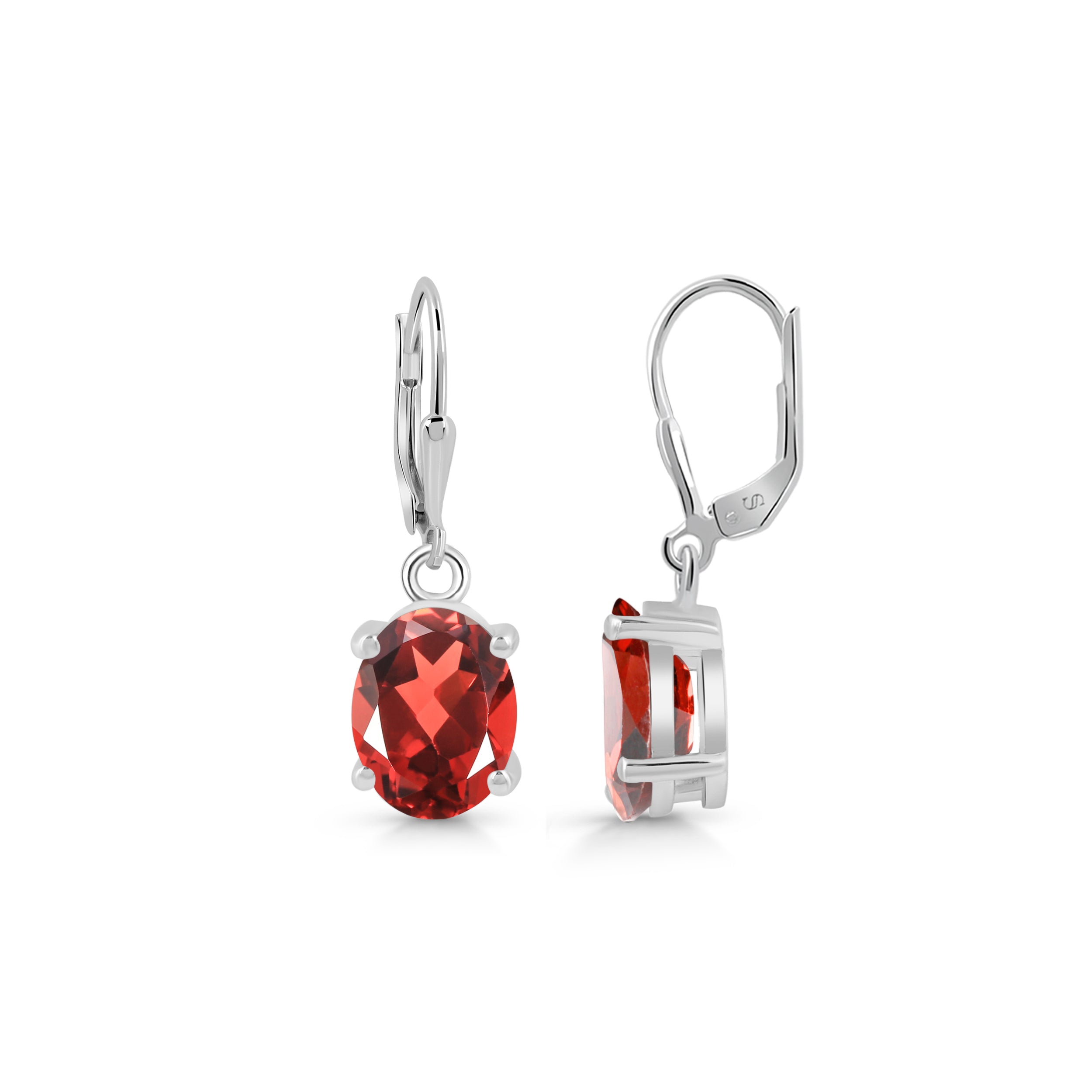 Premium Garnet Leverback Earrings - Elegant Red Gemstone Jewelry