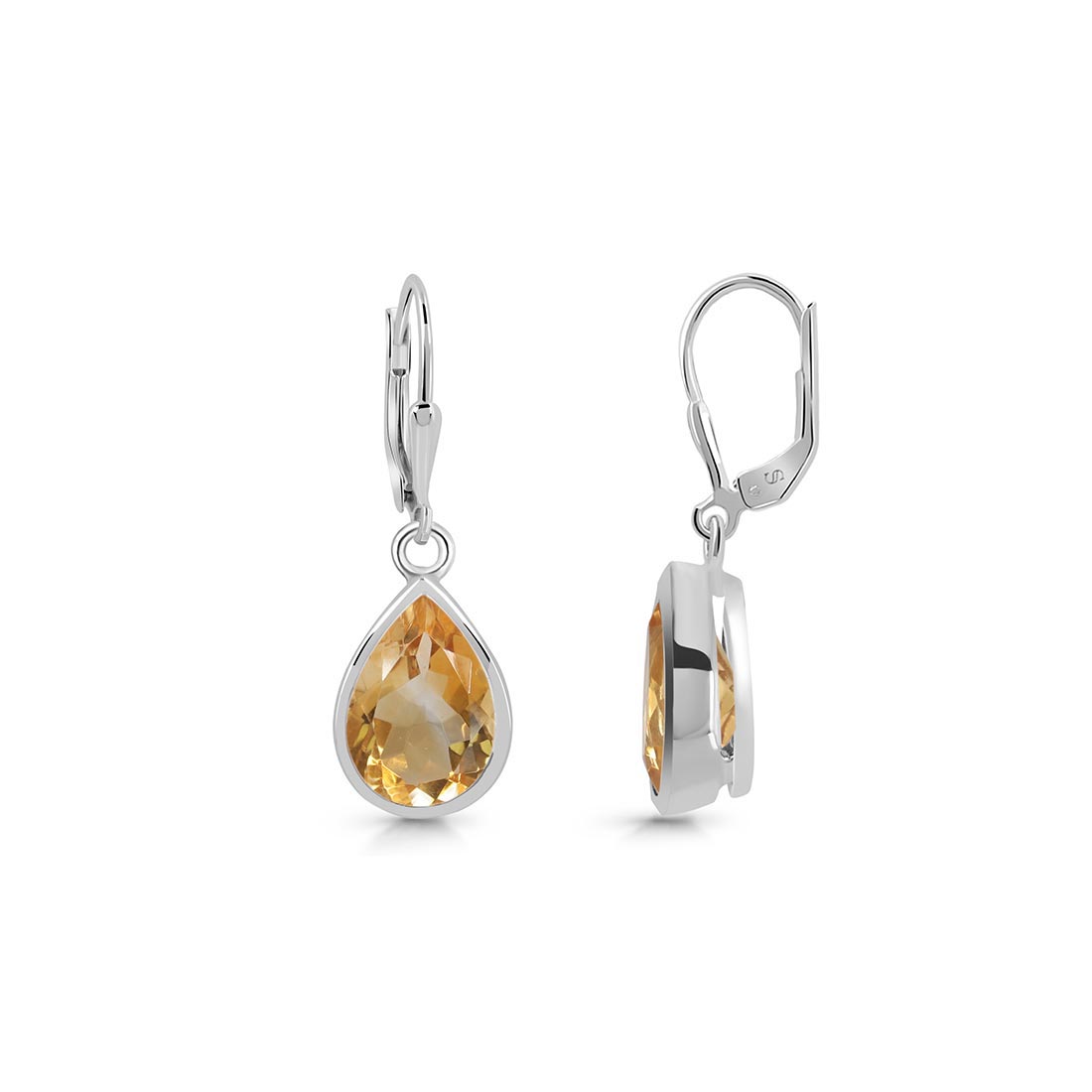 Premium Citrine Leverback Earrings - Elegant Yellow Gemstone Jewelry (CIT-SE-1252)