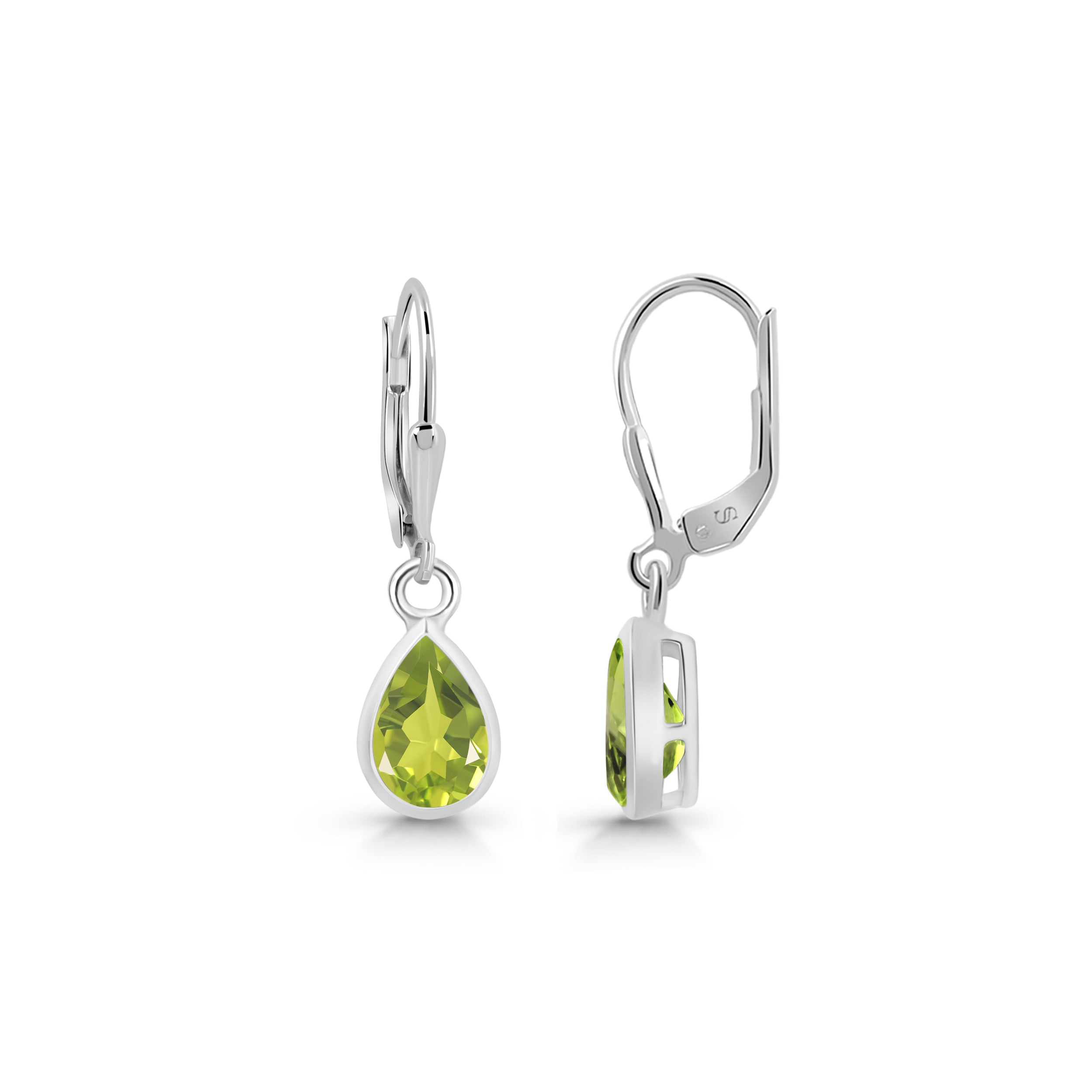 Premium Peridot Leverback Earrings - Elegant Green Gemstone Jewelry