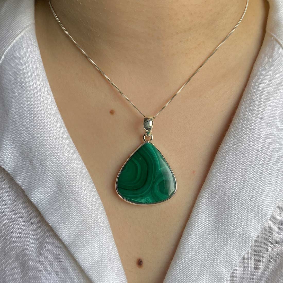 Premium Malachite Statement Pendant - Elegant 925 Sterling Silver Jewelry