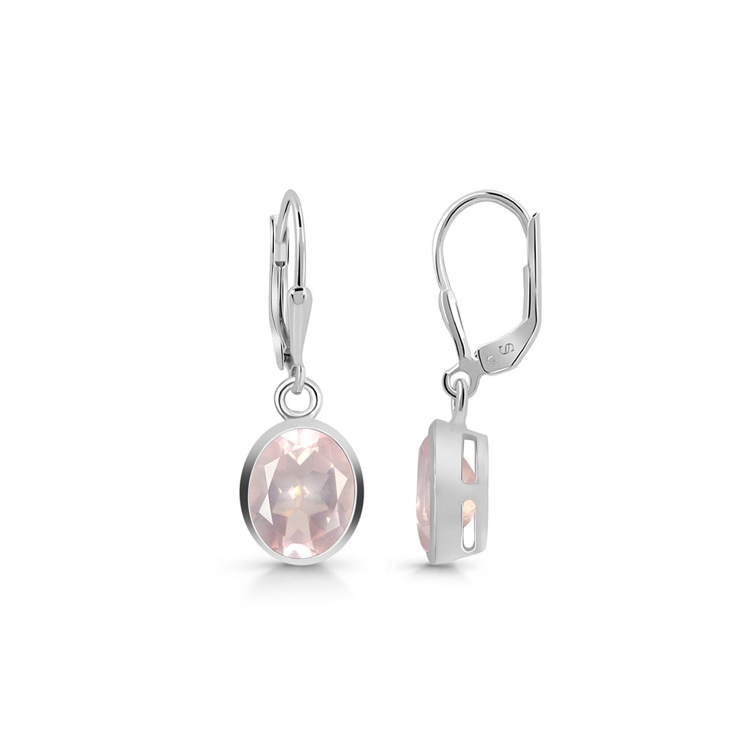 Premium Rose Quartz Leverback Earrings - Elegant & Calming (RSQ-SE-713)