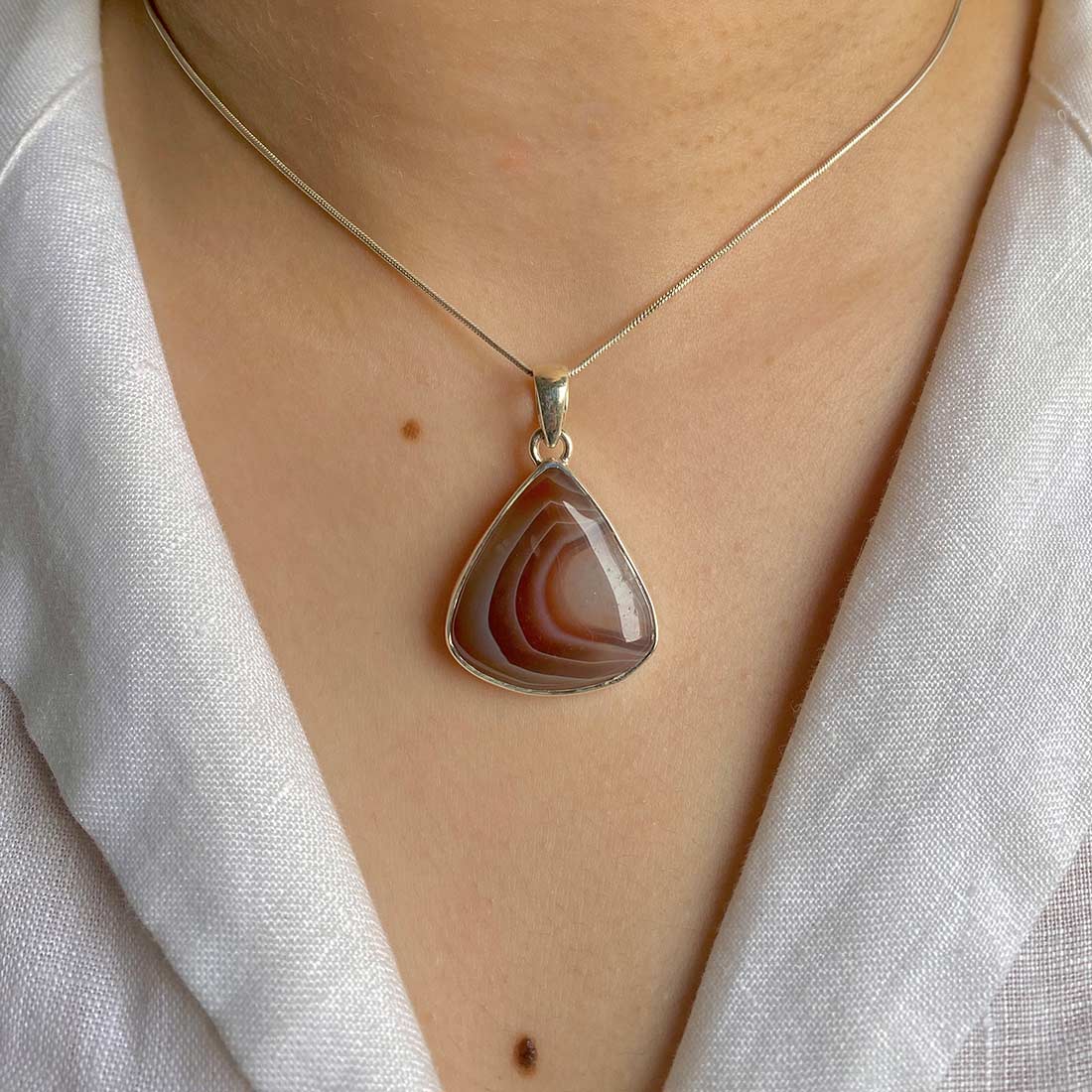 Premium Botswana Agate Pendant - Ultimate Elegance (RBA-P-18)