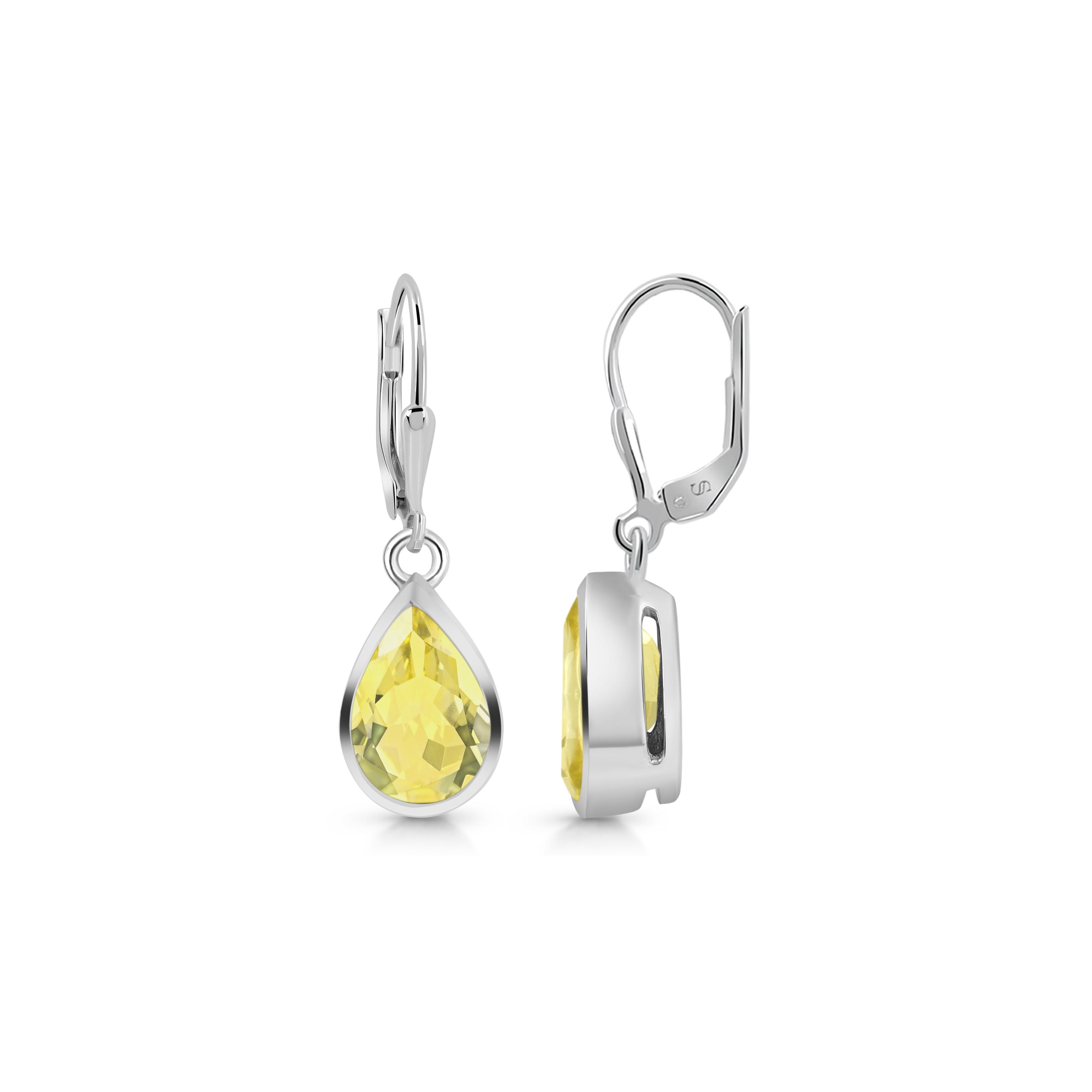 Premium Lemon Quartz Leverback Earrings - Ultimate Elegance (LEM-SE-707)