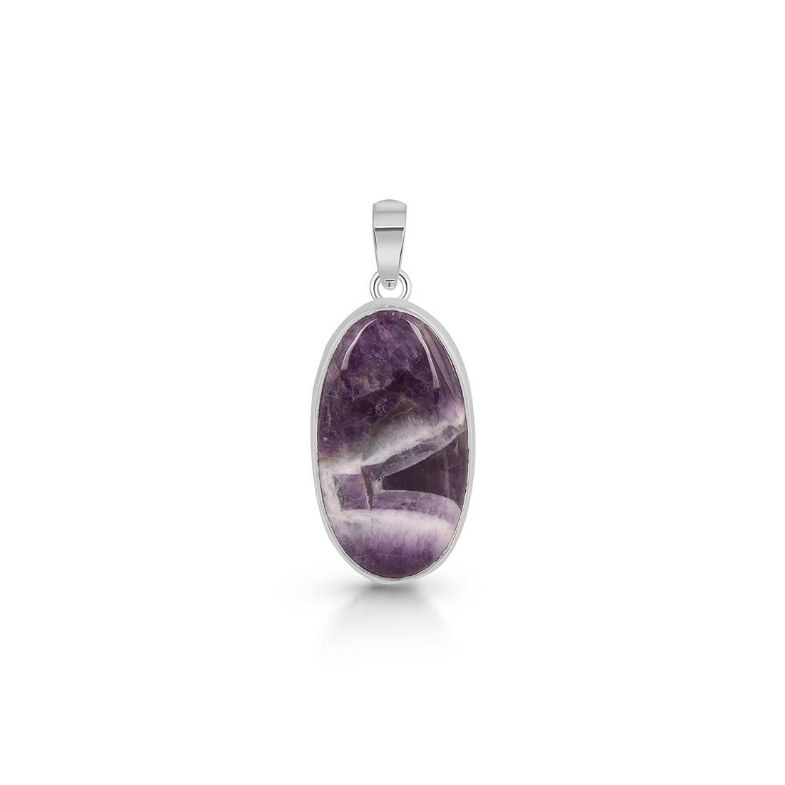 Premium Amethyst Lace Agate Pendant - Elegant Sterling Silver Jewelry