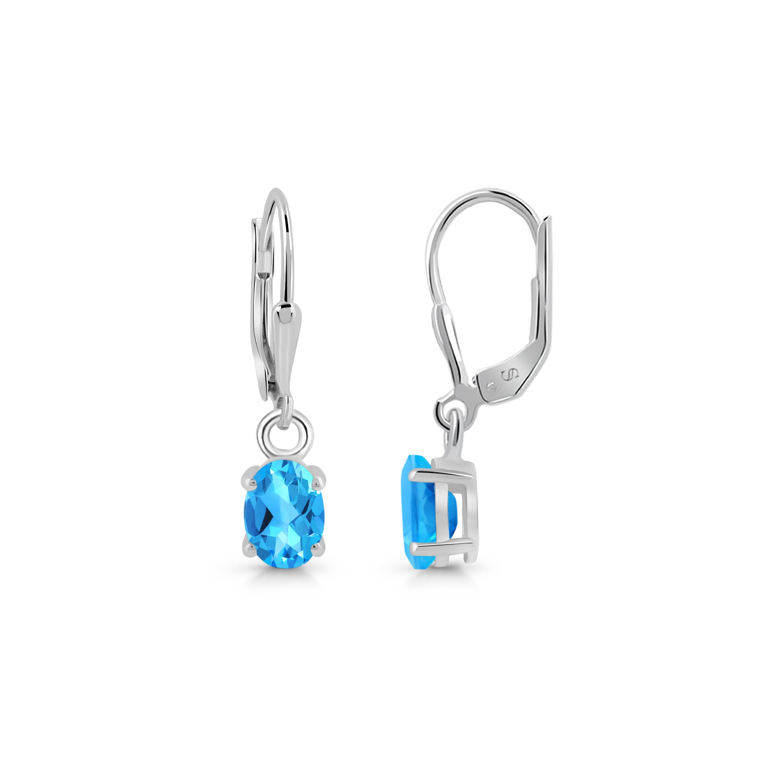 Premium Swiss Blue Topaz Leverback Earrings - Ultimate Elegance