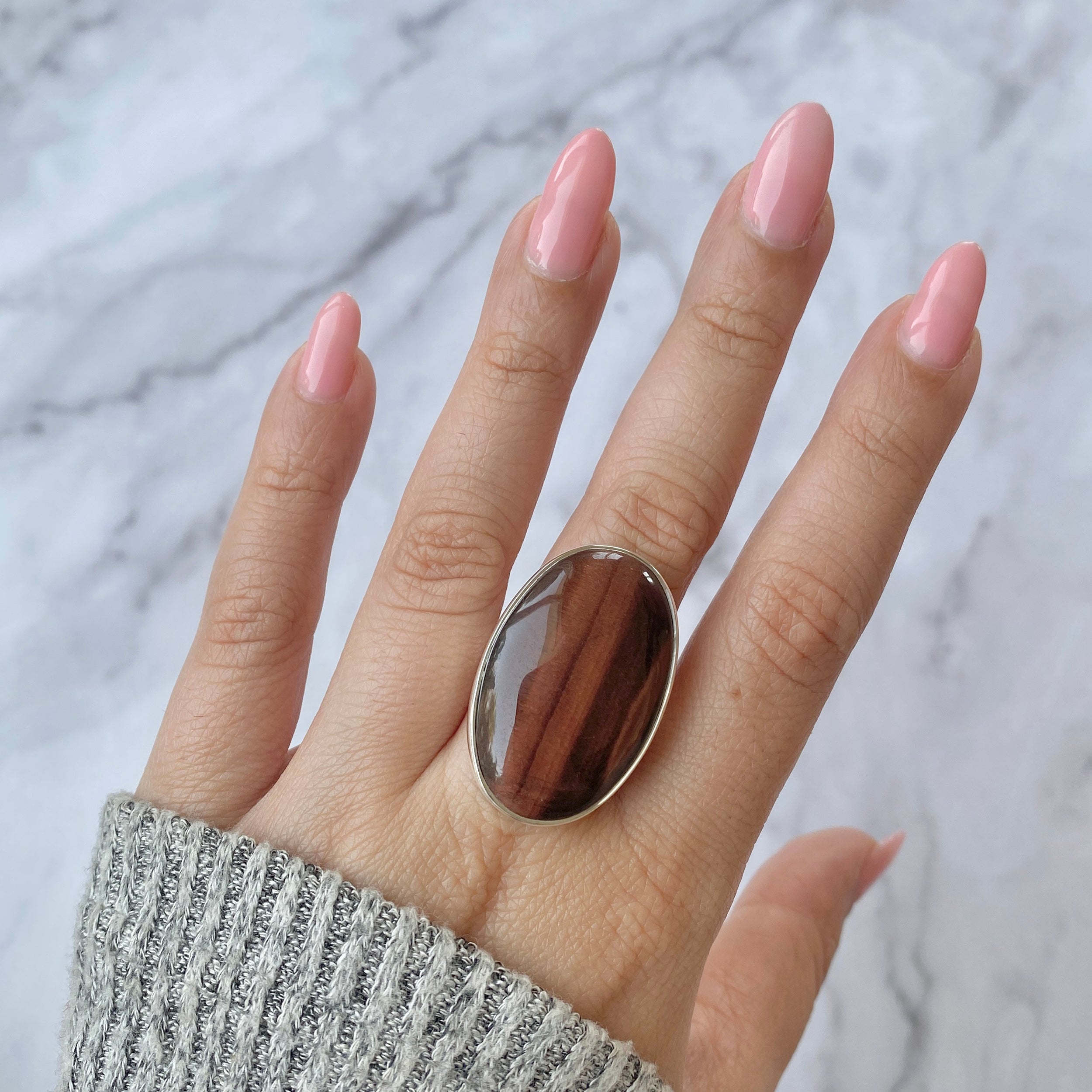 Premium Red Tiger Eye Adjustable Ring - Bold Statement Jewelry