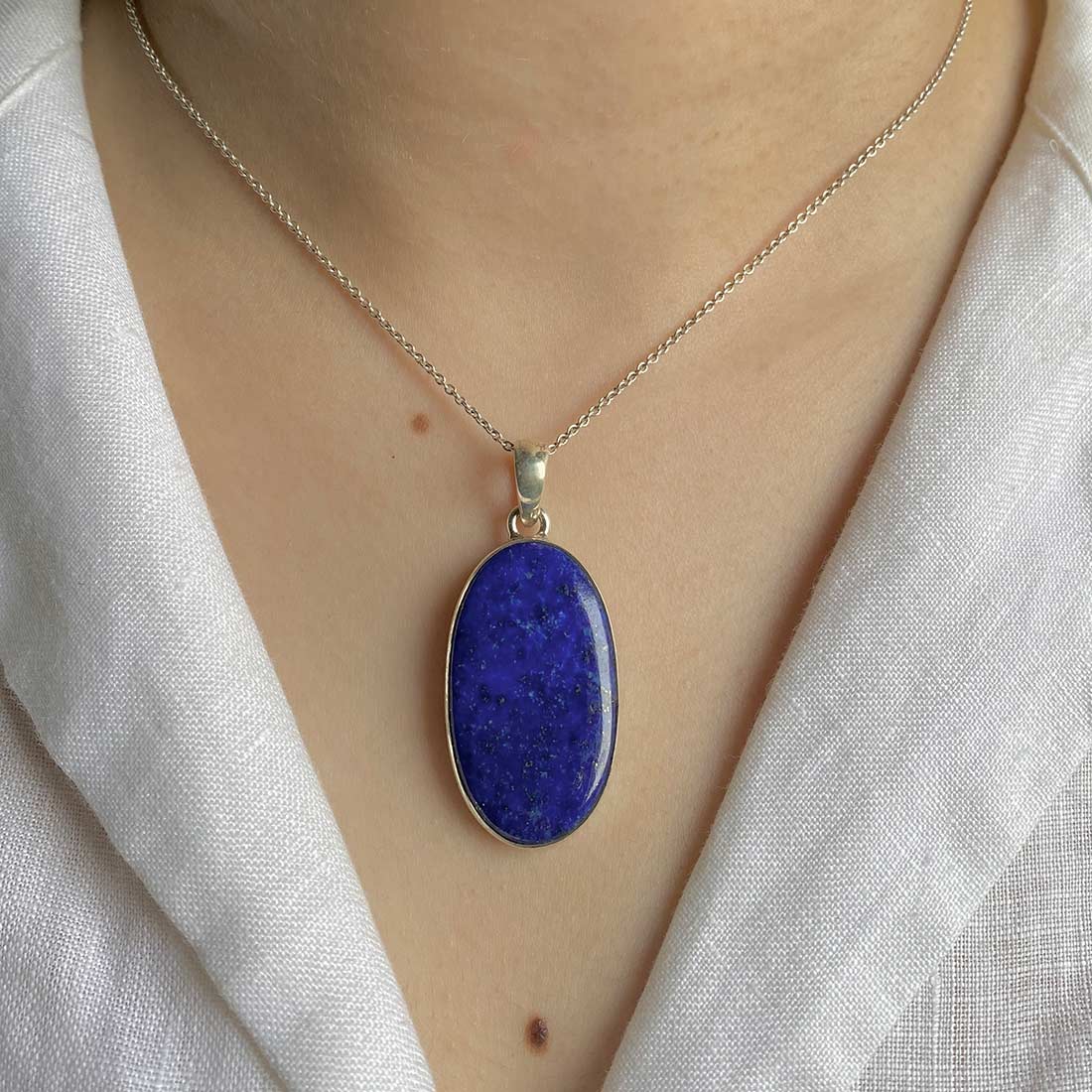 Premium Lapis Statement Pendant - Elegant 925 Sterling Silver (LLP-P-18)