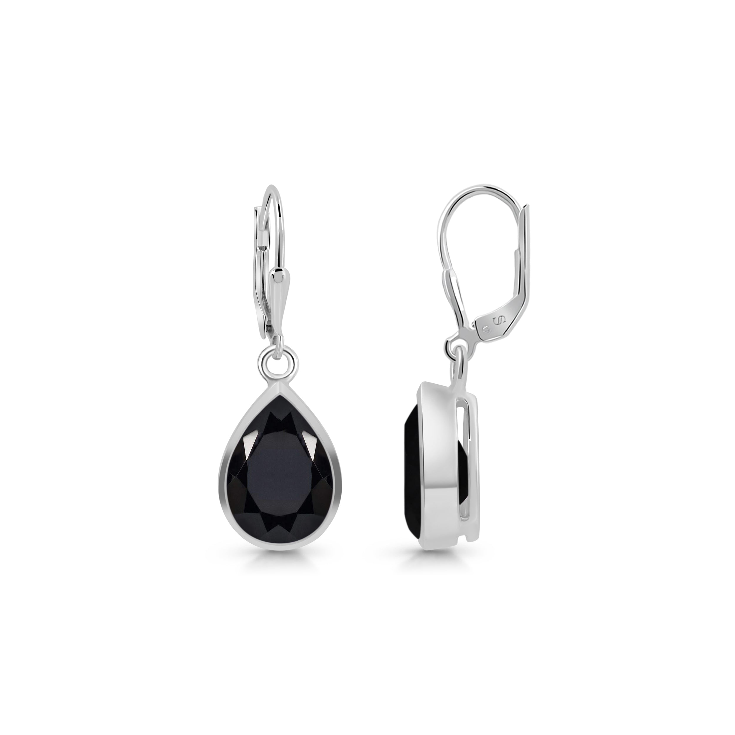 Premium Black Tourmaline Leverback Earrings - Elegant & Protective