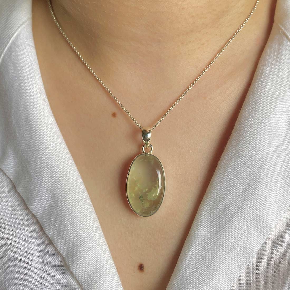 Premium Prehnite Pendant - Elegant Statement Jewelry