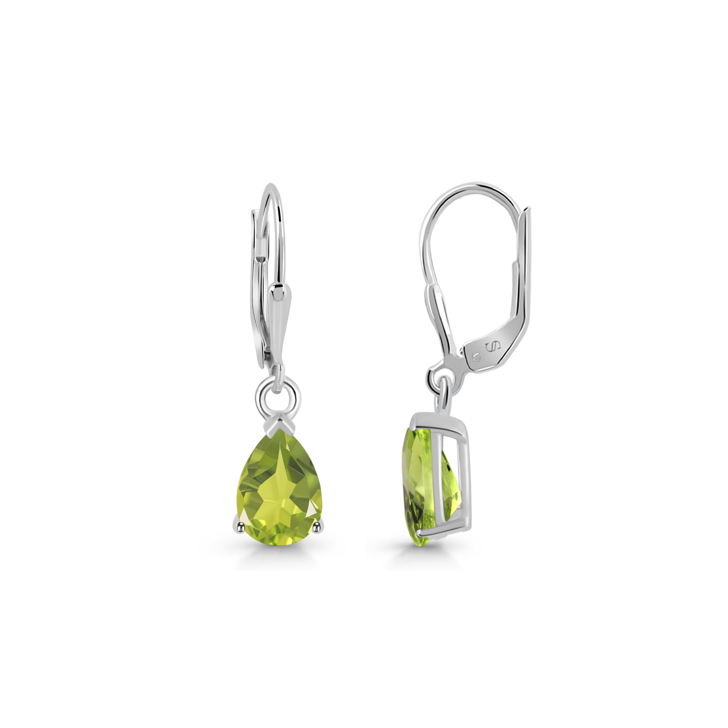 Premium Peridot Leverback Earrings - Vibrant Green Elegance