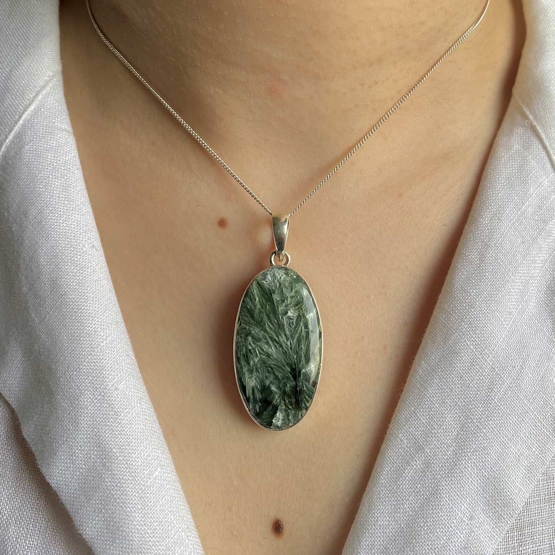 Premium Seraphinite Pendant - Ultimate Elegance (SER-P-22)