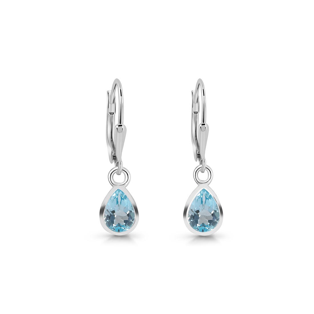 Premium Blue Topaz Leverback Earrings - Elegant 925 Sterling Silver (BTZ-SE-1317)