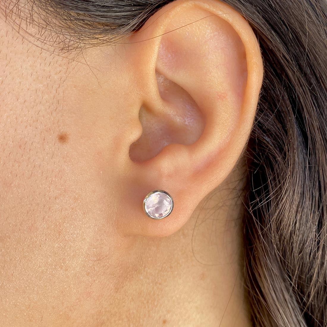 Premium Rose Quartz Stud Earrings - Ultimate Elegance (RSQ-SE-1426)