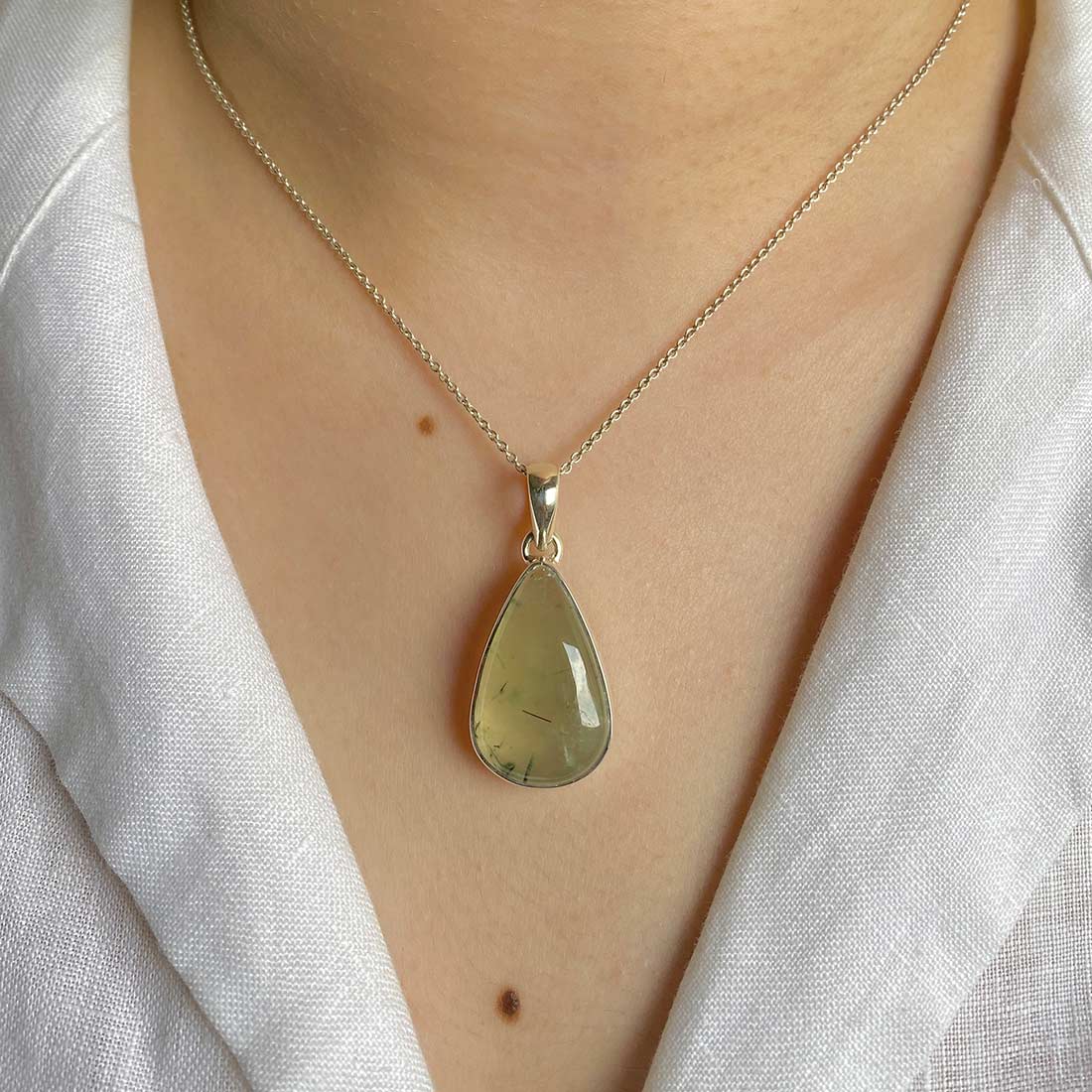 Premium Prehnite Statement Pendant - PRN-P-24 | Sagacia Jewelry