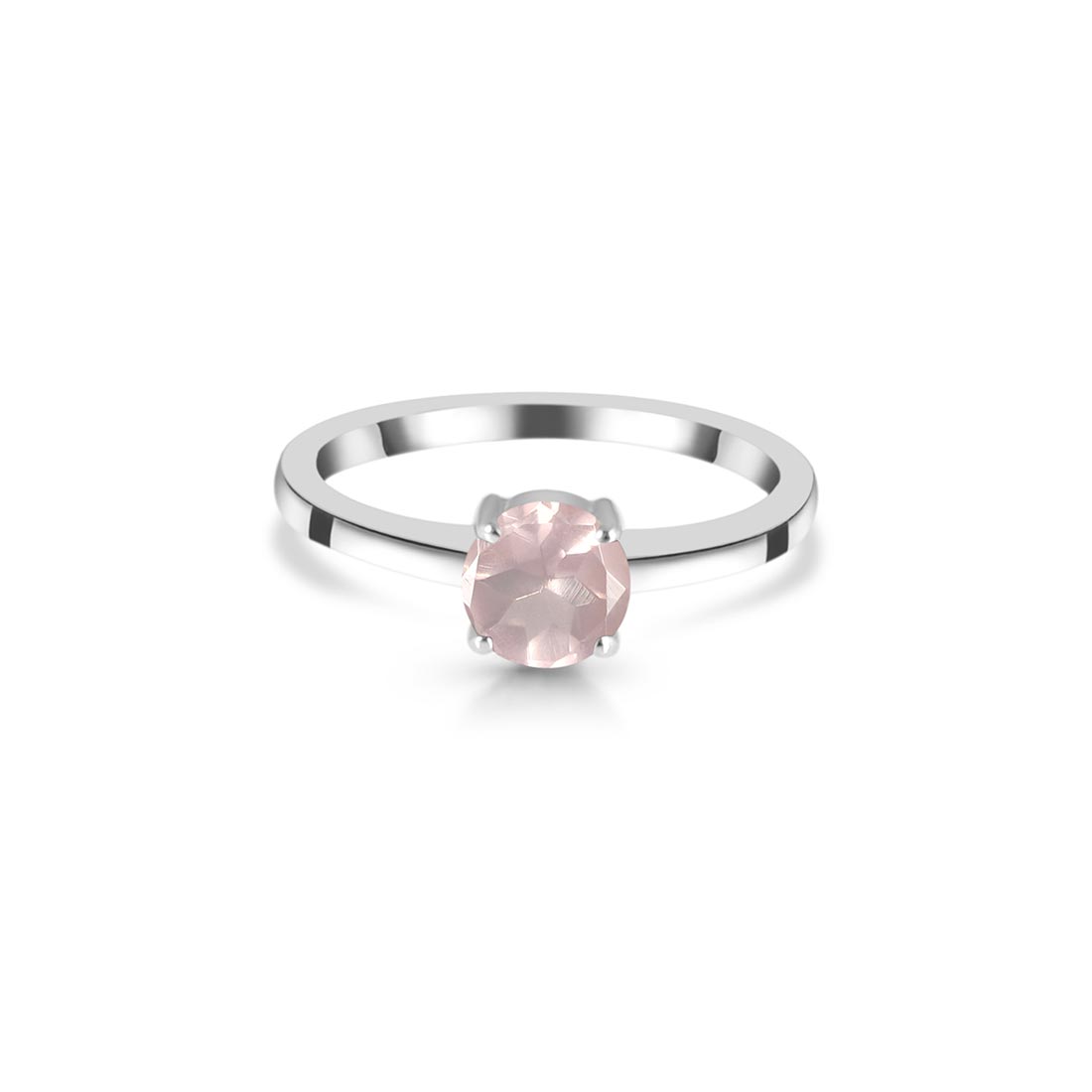 Premium Rose Quartz Ring - Elegant 925 Sterling Silver (RSQ-SR-236)
