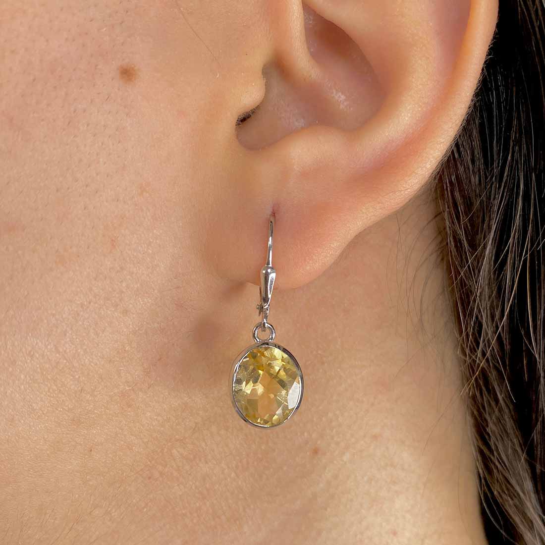 Premium Citrine Leverback Earrings - Elegant & Vibrant (CIT-SE-997)