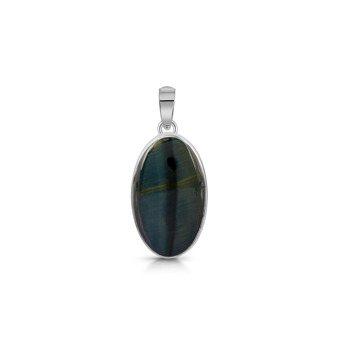 Premium Blue Tiger Eye Pendant - Elegant Silver Jewelry (BTE-P-10)