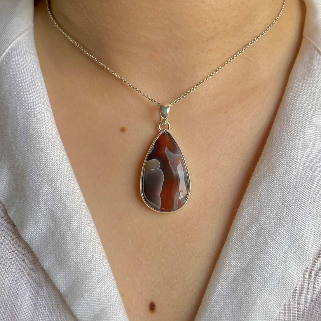 Premium Botswana Agate Pendant - Sterling Silver Elegance (RBA-P-3)