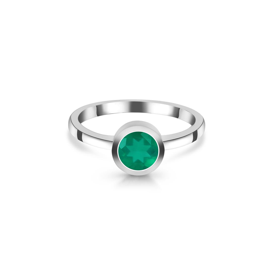 Premium Dainty Green Onyx Ring - Elegant Sterling Silver Jewelry (GRO-SR-237)