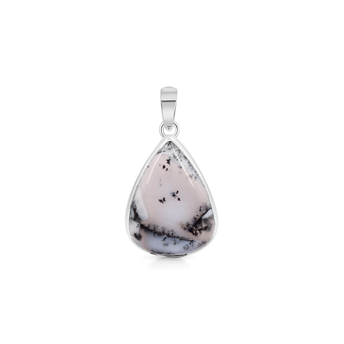 Premium Dendritic Agate Silver Pendant - Ultimate Elegance