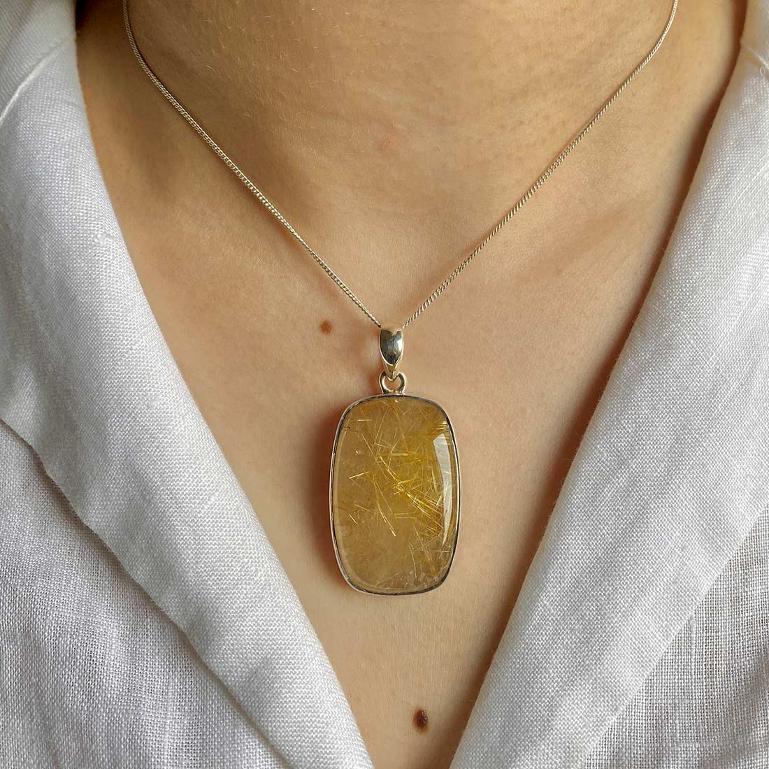 Premium Golden Rutile Statement Pendant - GDR-P-1