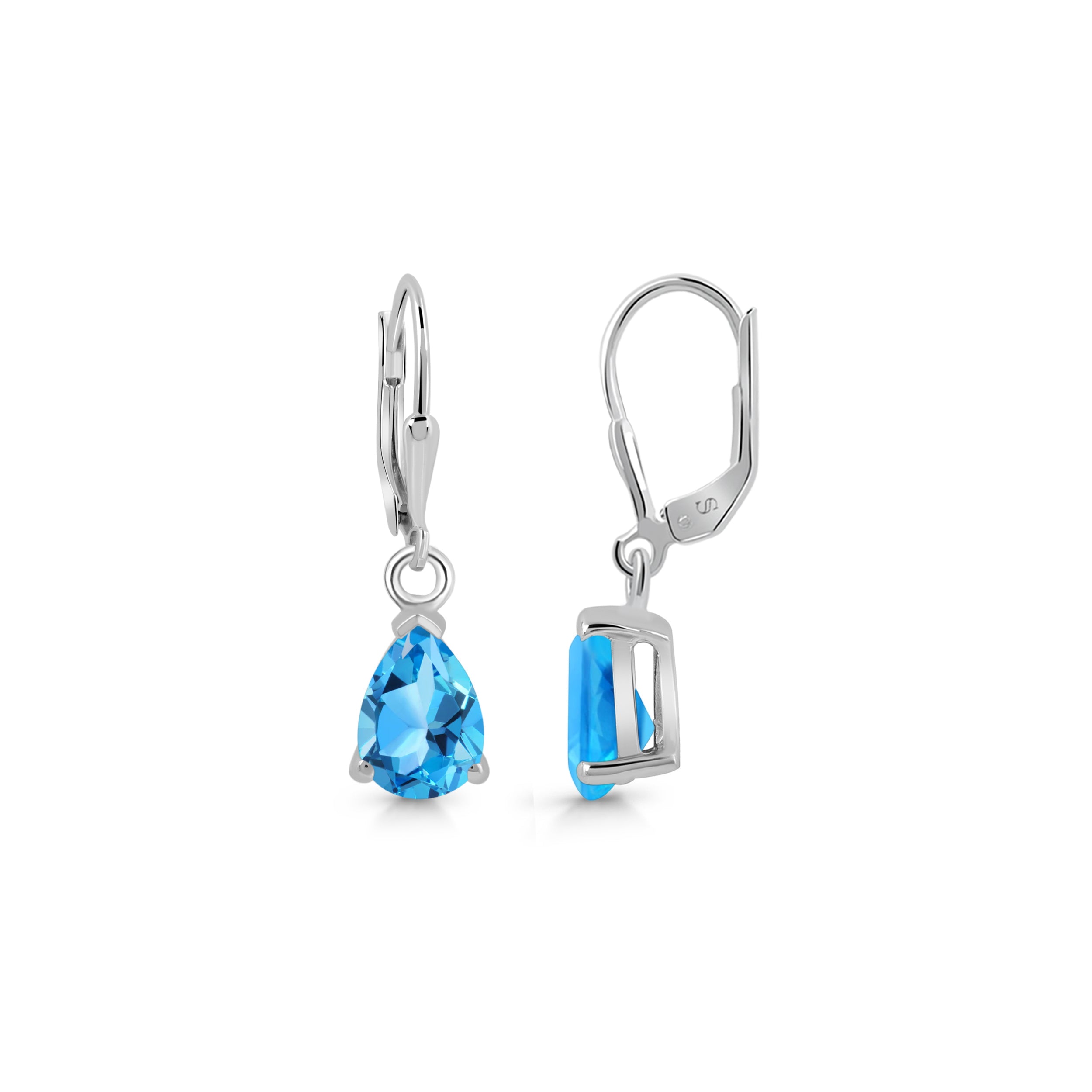 Premium Swiss Blue Topaz Leverback Earrings - Ultimate Elegance