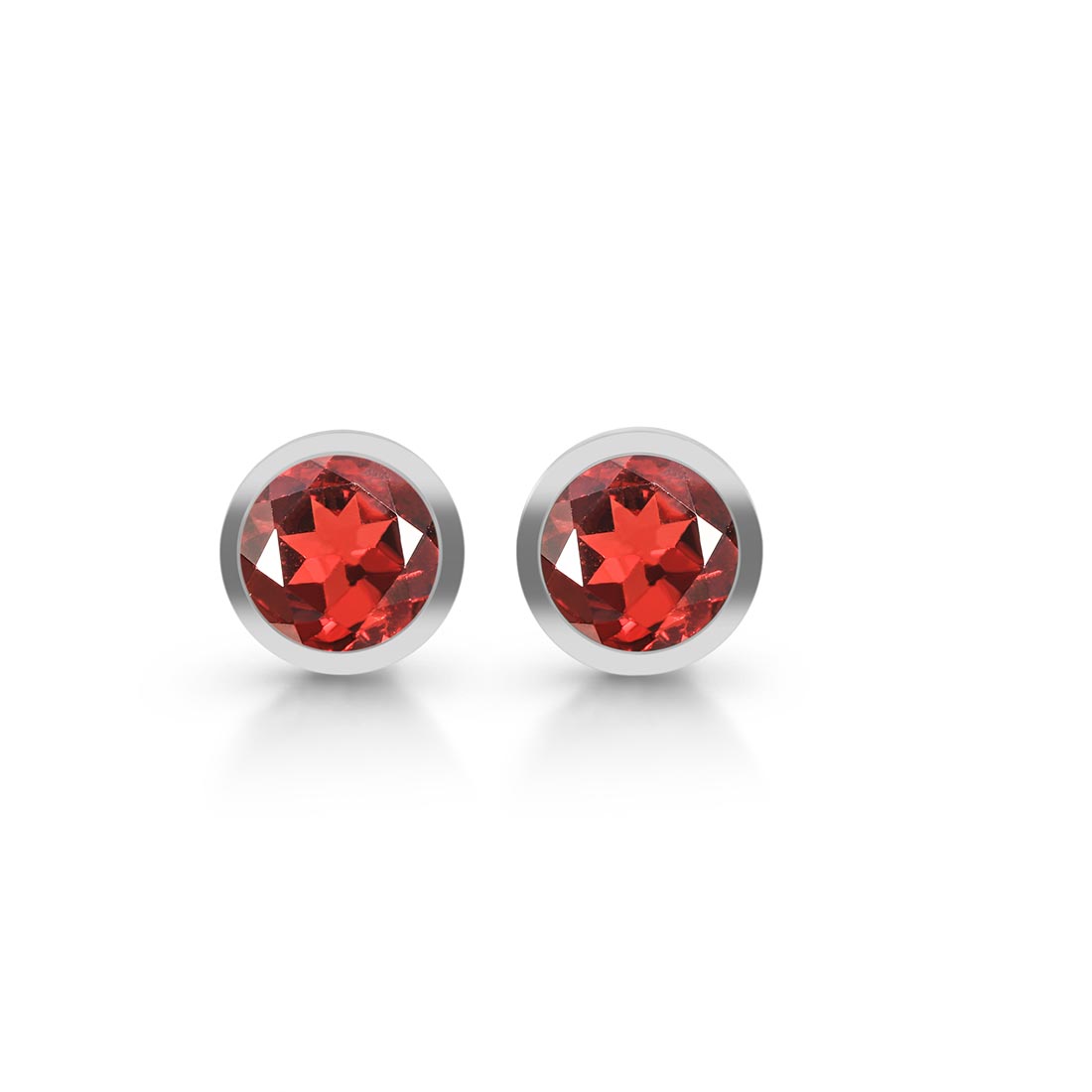 Premium Dainty Garnet Stud Earrings - Elegant 925 Sterling Silver (GAR-SE-1426)