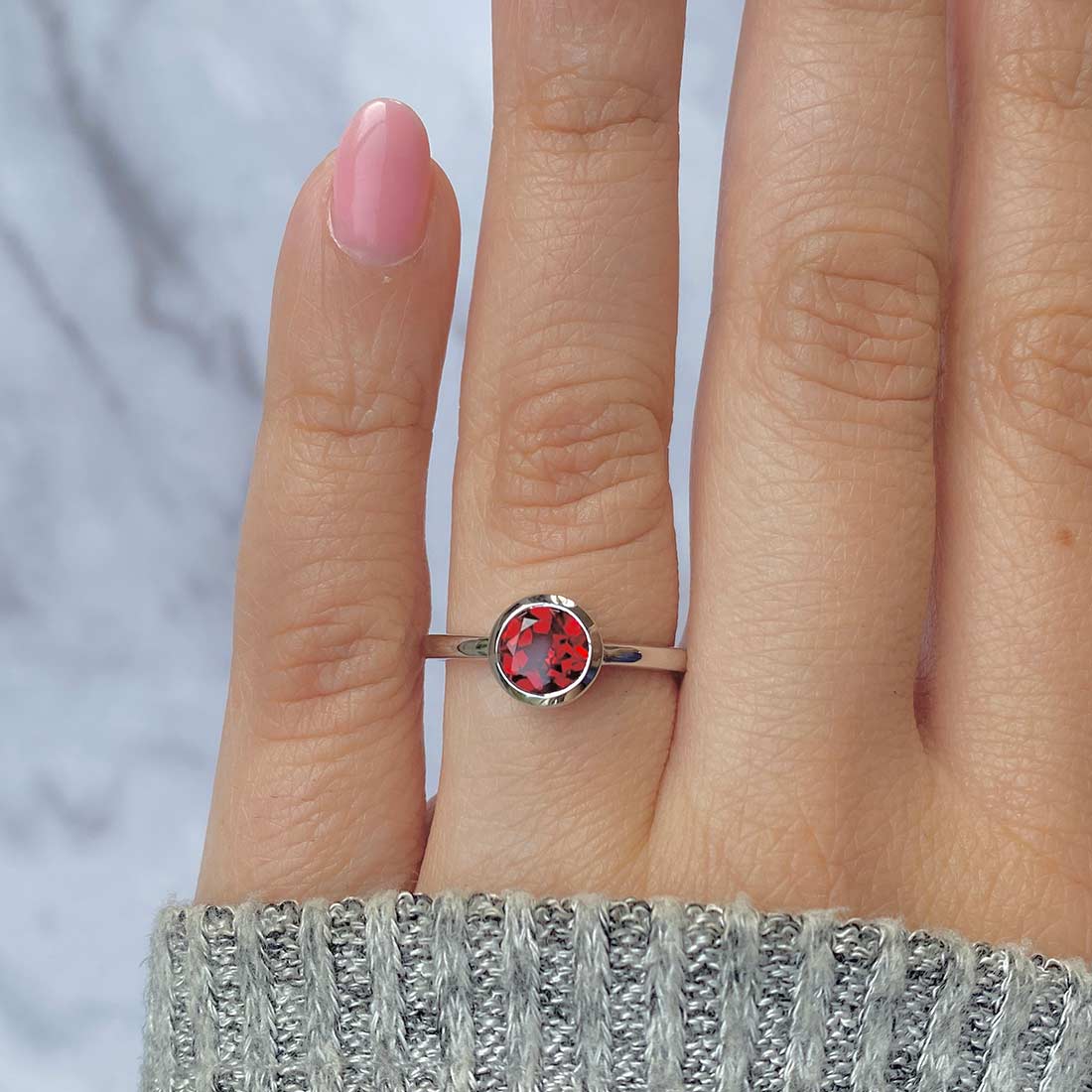 Premium Dainty Garnet Ring - GAR-SR-237 by Sagacia Jewelry