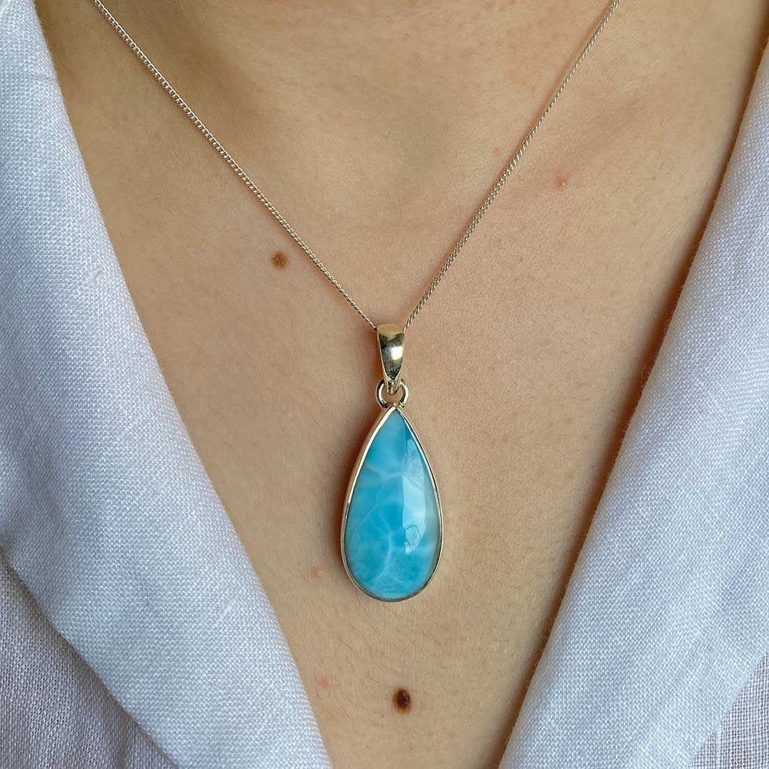 Premium Larimar Healing Pendant - LAR-P-15