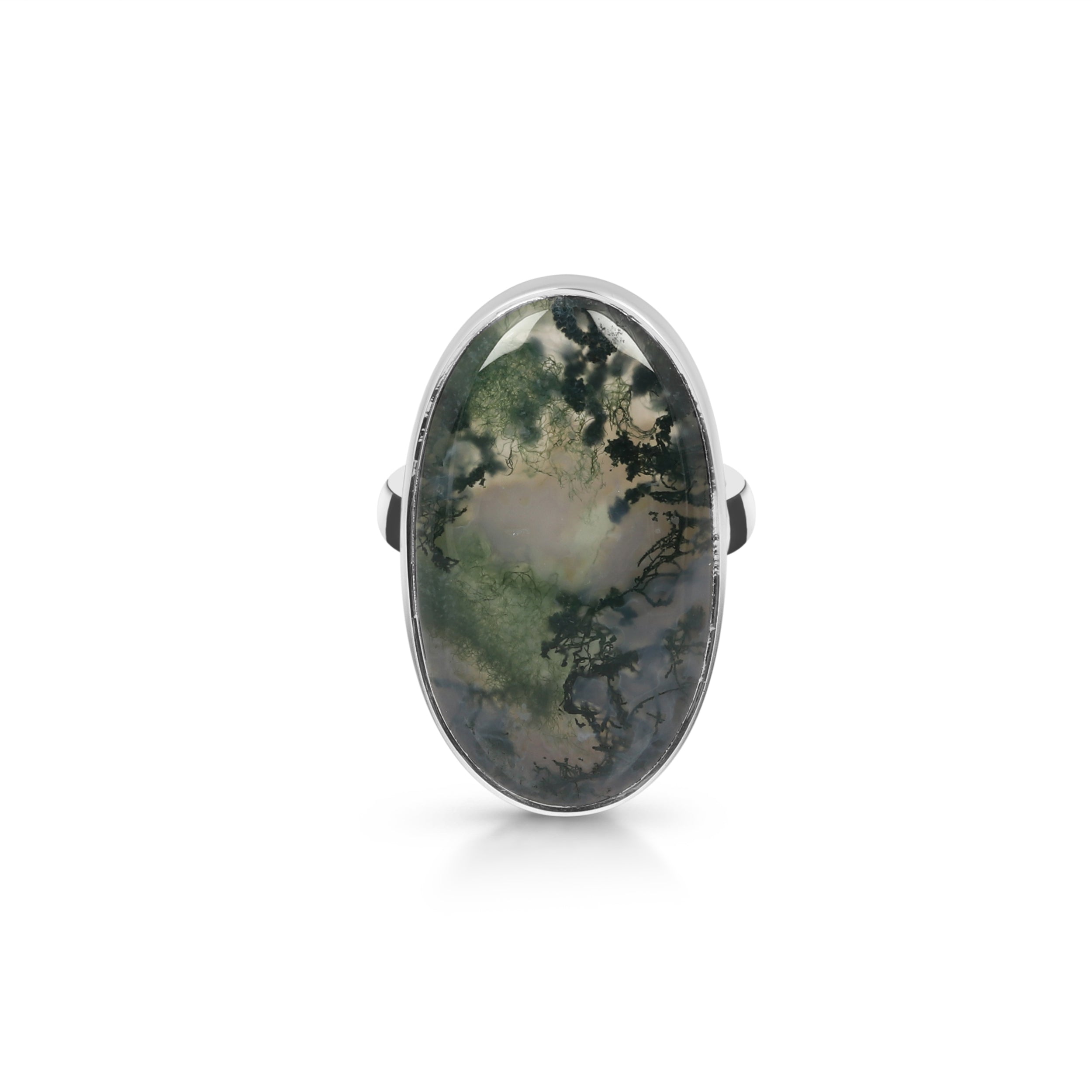 Premium Moss Agate Adjustable Ring - Elegant Statement Jewelry