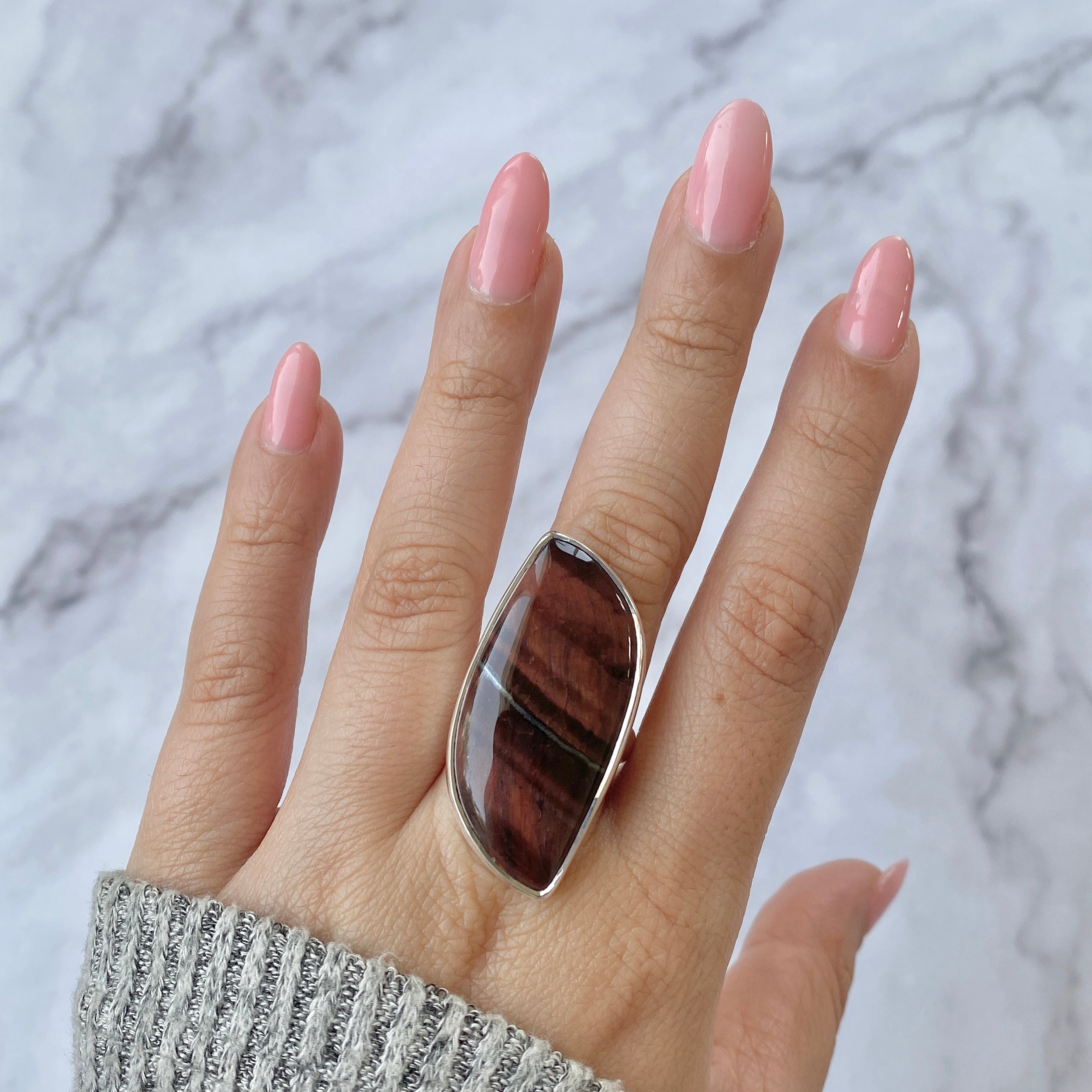 Premium Red Tiger Eye Adjustable Ring - Bold Statement Jewelry