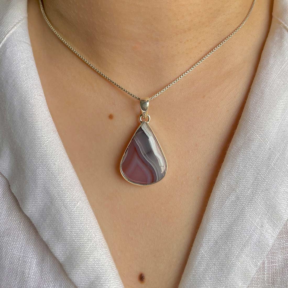 Premium Botswana Agate Pendant - 925 Sterling Silver (RBA-P-23)