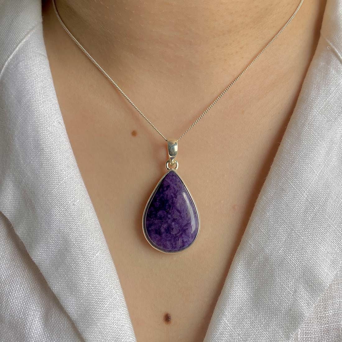 Premium Charoite Pendant - Elegant Purple Gemstone Jewelry (CHR-P-24)