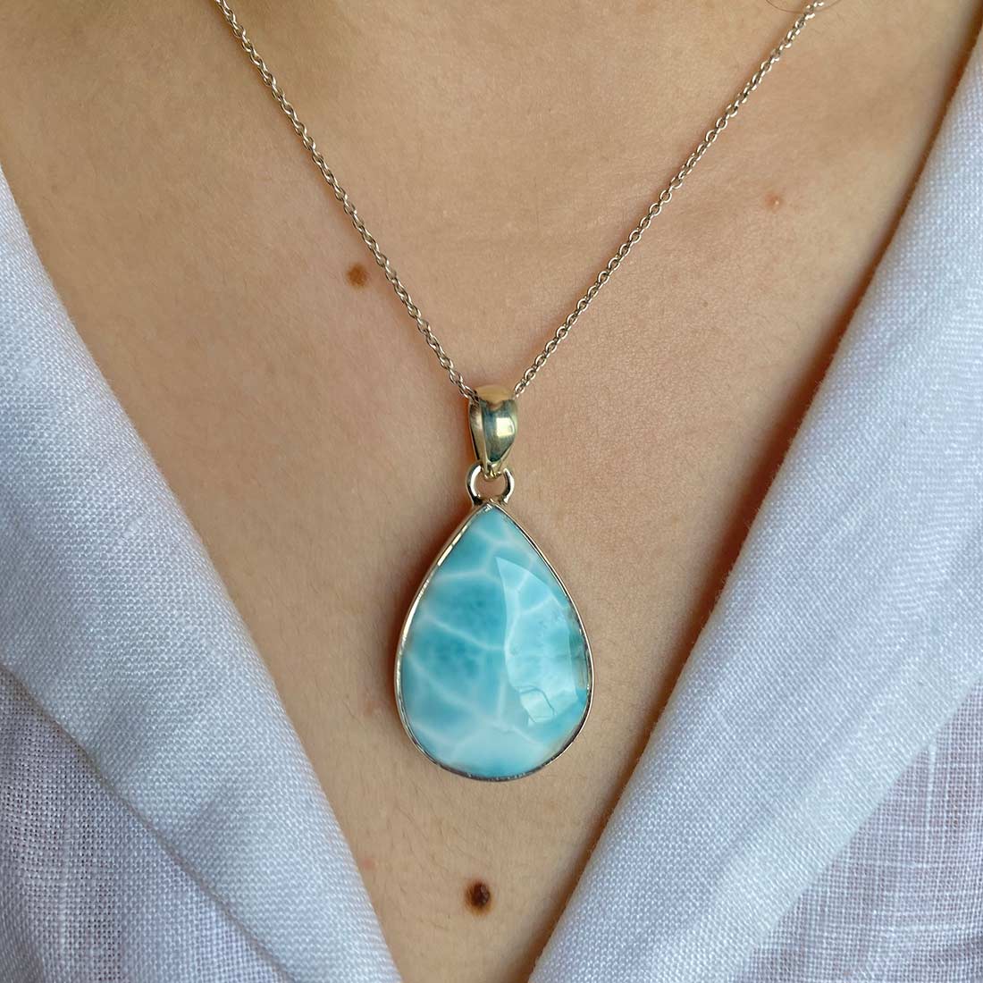 Premium Larimar Healing Pendant - LAR-P-30