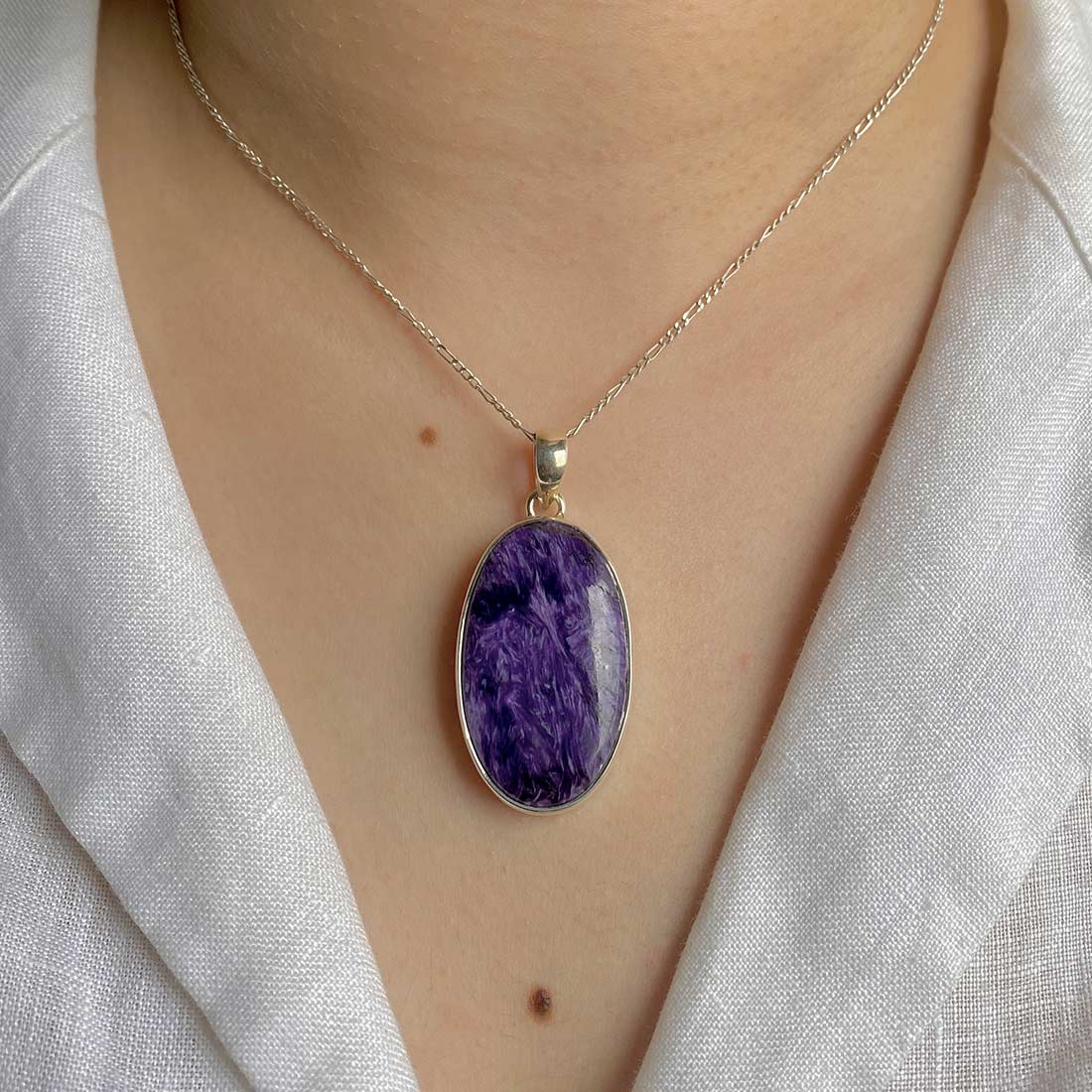 Premium Charoite Pendant - Elegant Purple Statement Jewelry