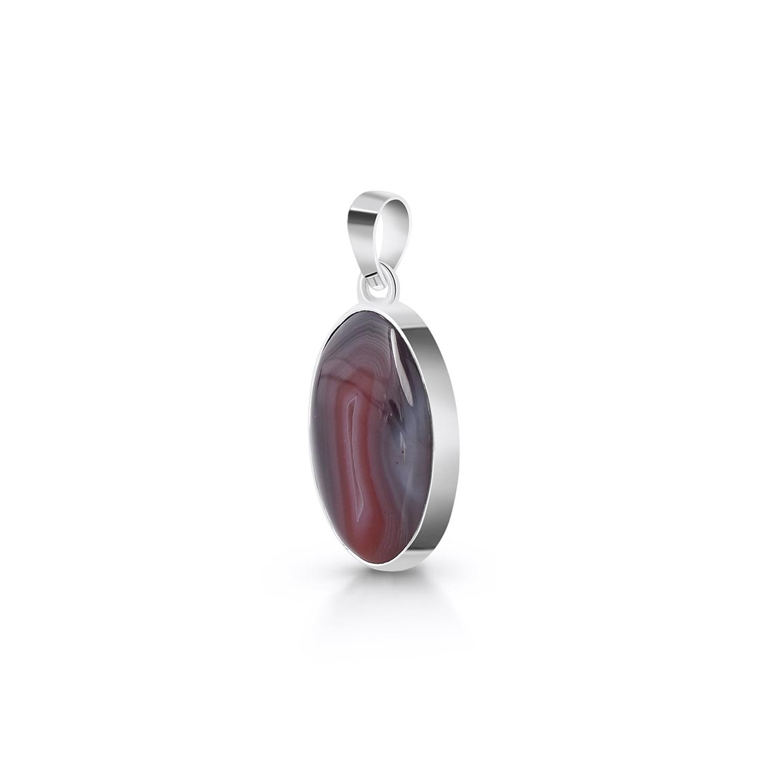 Premium Botswana Agate Pendant - Elegant 925 Sterling Silver Jewelry