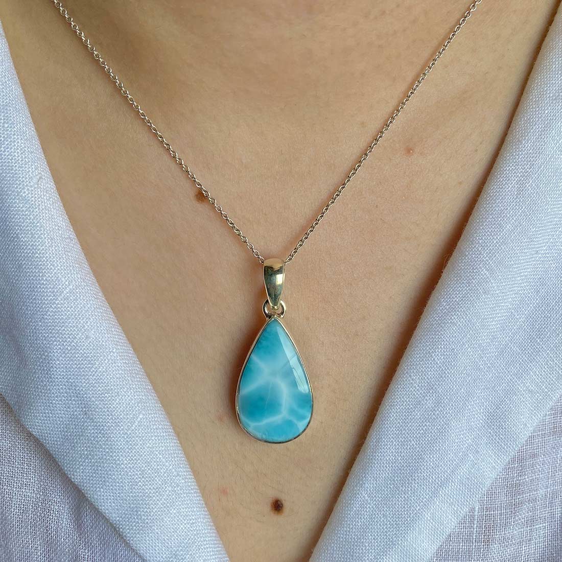 Premium Larimar Statement Pendant - Ultimate Healing Jewelry