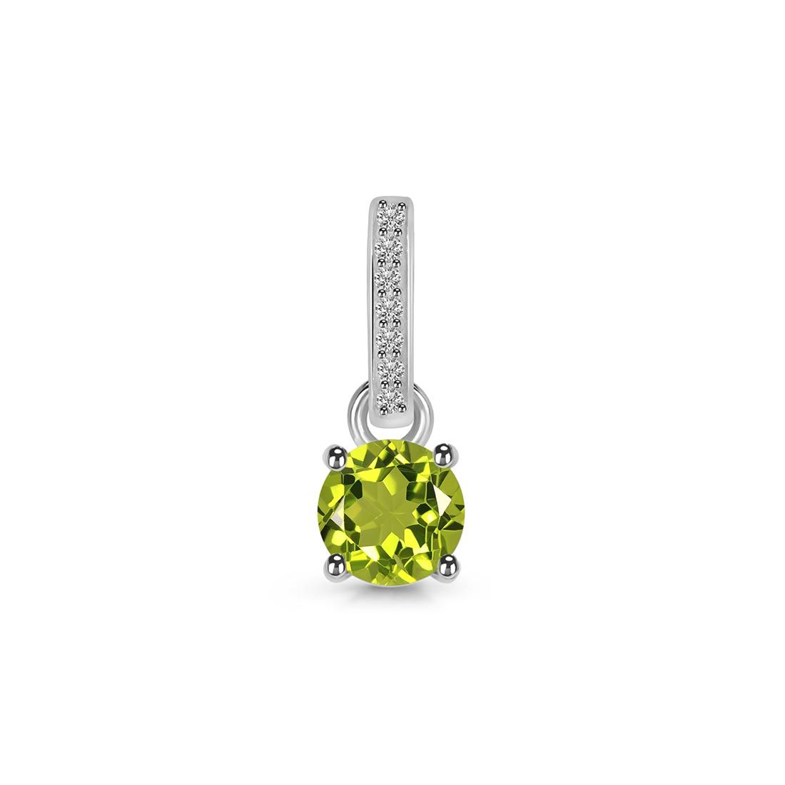 Premium Peridot & White Topaz Pendant - Elegant Silver Jewelry (PER-SP-543)