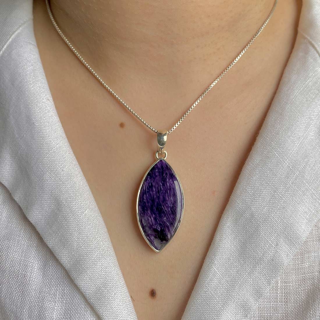 Premium Charoite Pendant - Elegant Purple Statement Jewelry