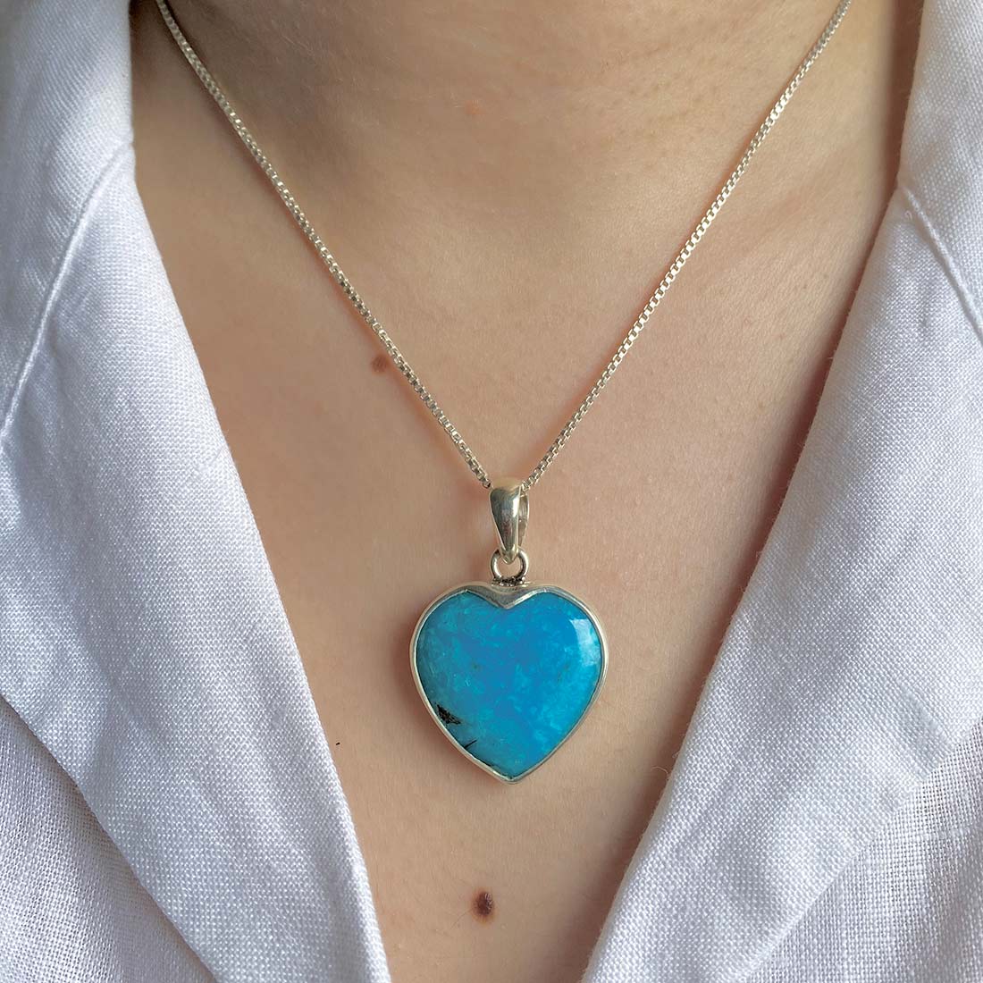 Premium Turquoise Heart Pendant - 925 Sterling Silver